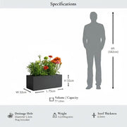 75cm Zinc Galvanised Matte Grey Trough Planter